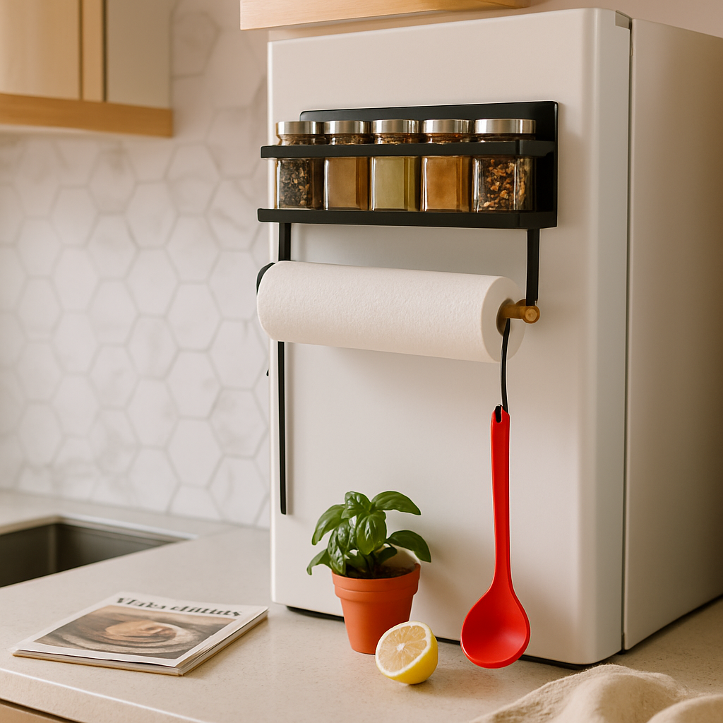 Magnetic Spice Racks for Refrigerator with Paper Holder