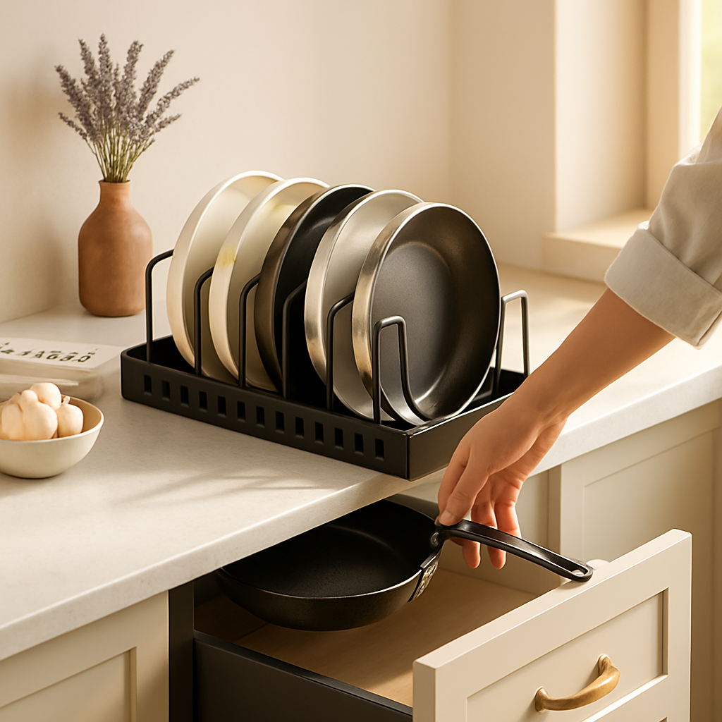 Pots and Pans Organizer with Adjustable Dividers
