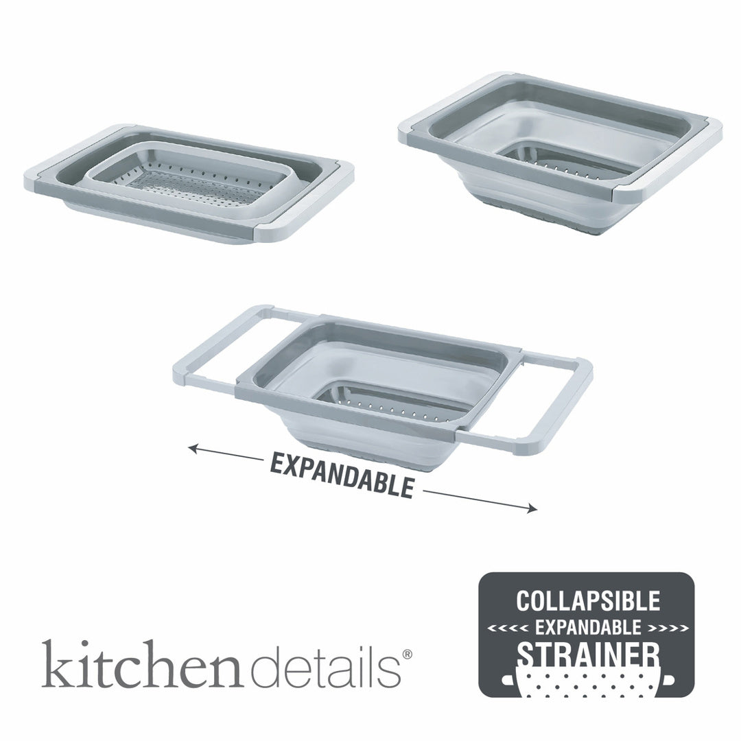 RECTANGULAR OVER SINK EXPANDABLE COLLAPSIBLE STRAINER GREY