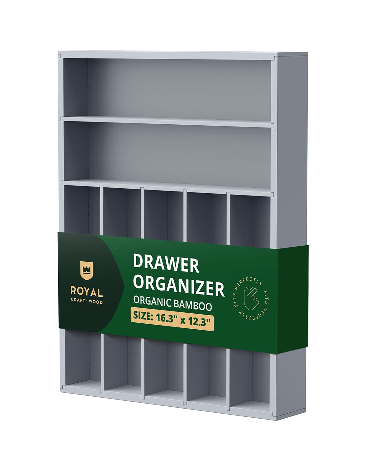 Gray Silverware Drawer Organizer