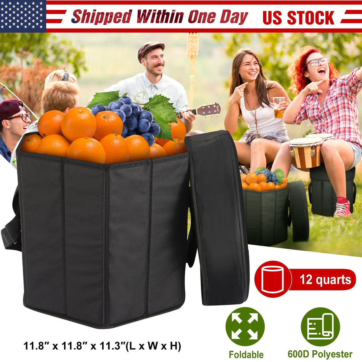 3-Gallon Collapsible Insulated Grocery Cooler