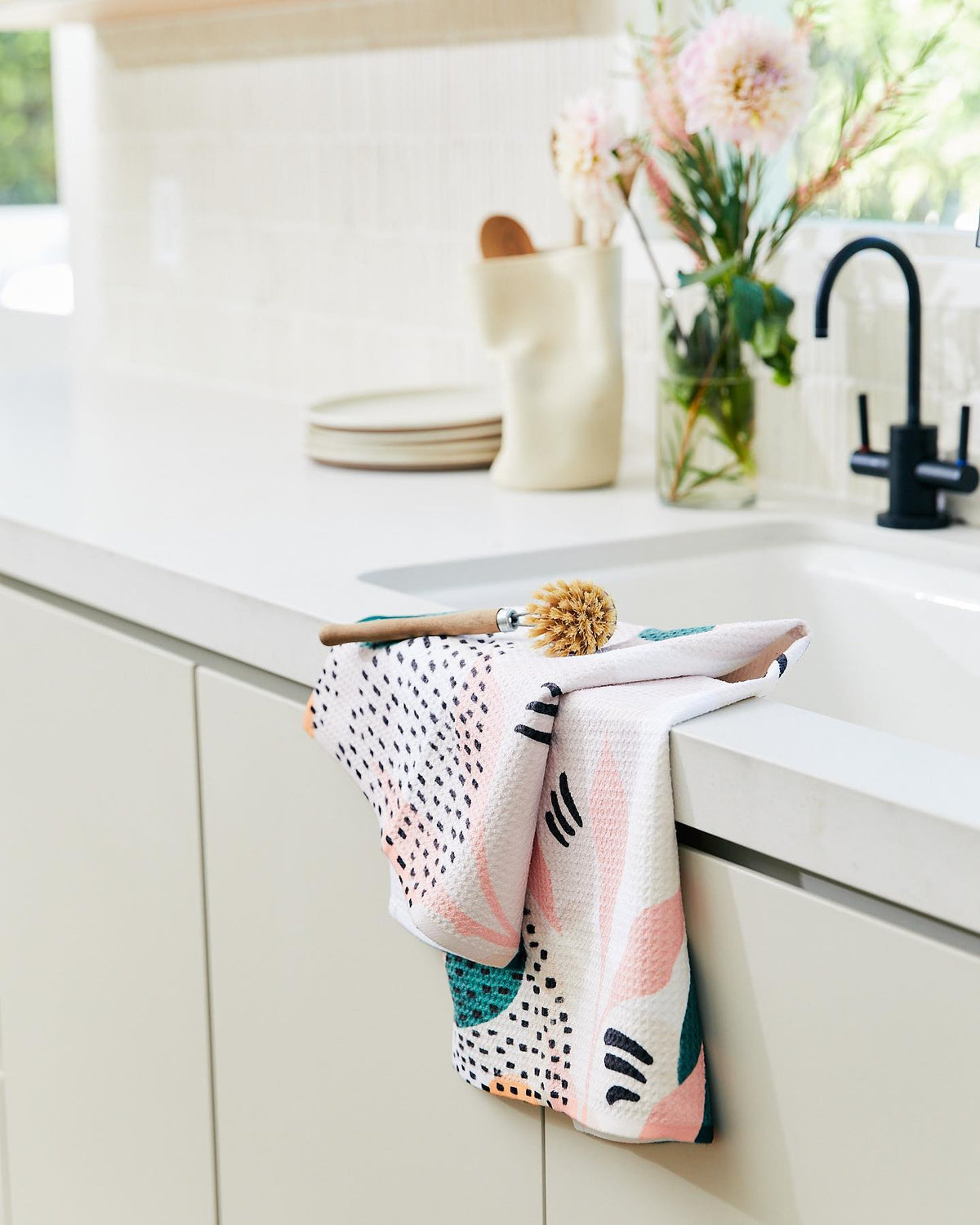 Farm Harvesting Days Geometry Tea Towel