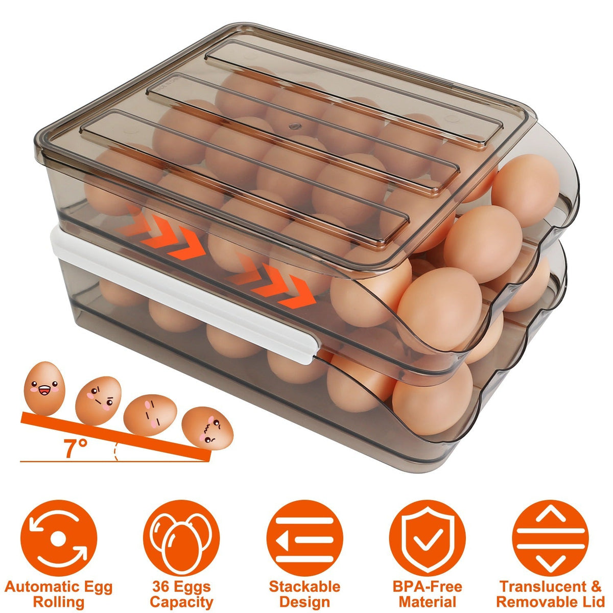 36-Egg Rolling Refrigerator Organizer
