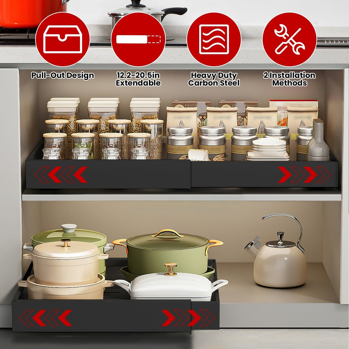 Expandable Pull-Out Cabinet Organizer