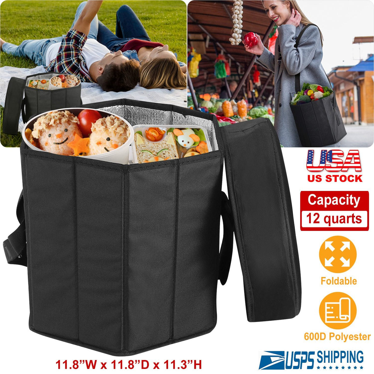 3-Gallon Collapsible Insulated Grocery Cooler