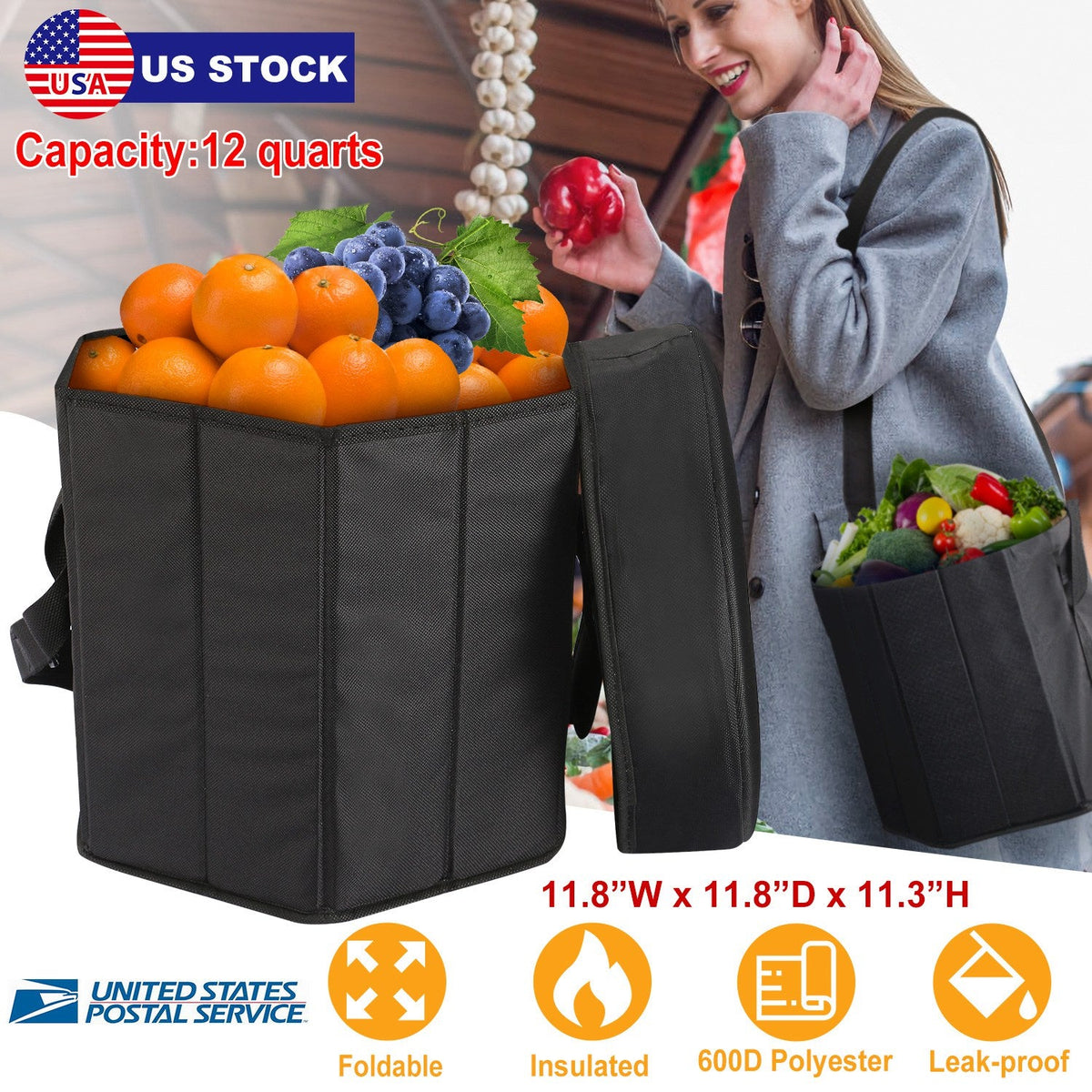 3-Gallon Collapsible Insulated Grocery Cooler