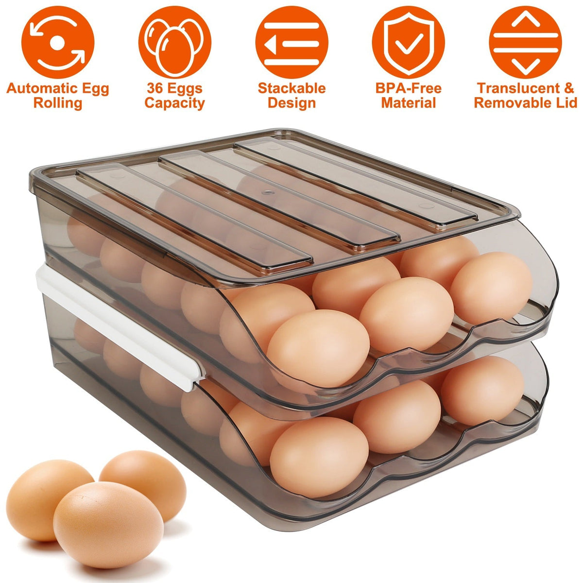 36-Egg Rolling Refrigerator Organizer
