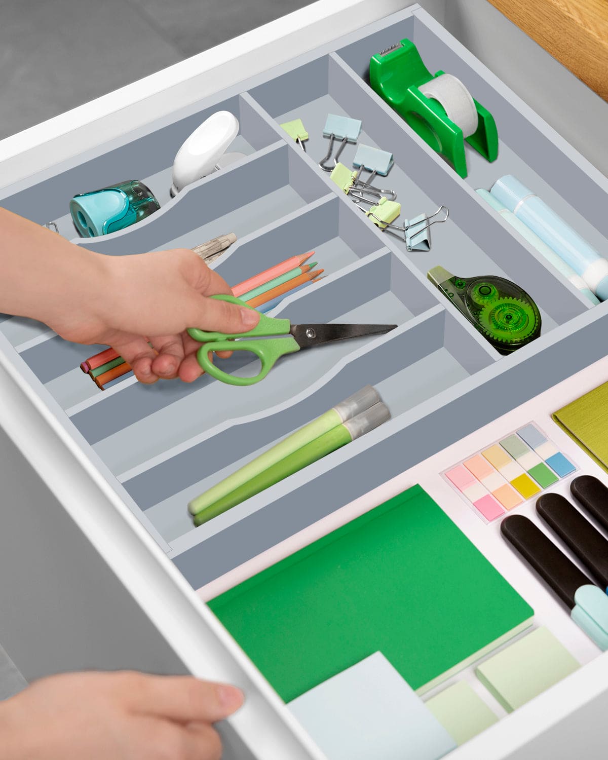Gray Silverware Drawer Organizer