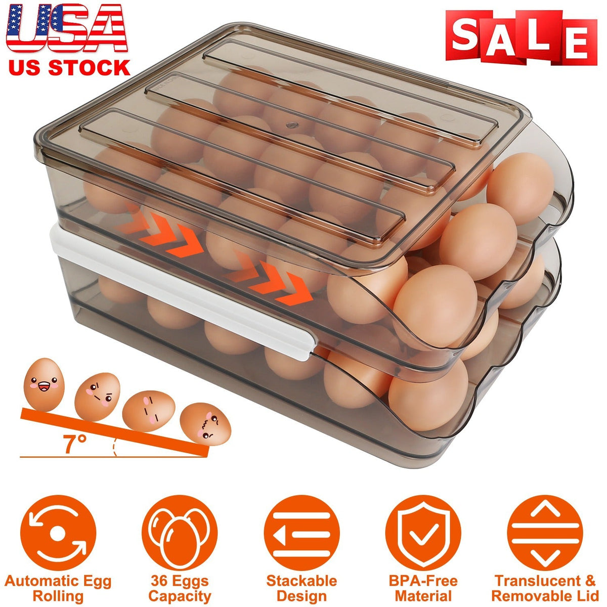 36-Egg Rolling Refrigerator Organizer
