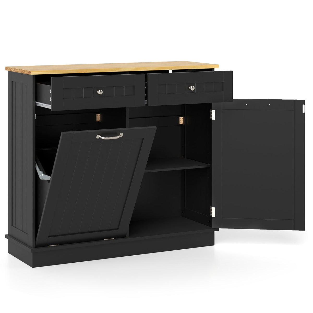 Tilt-Out Kitchen Trash Cabinet with Drawers
