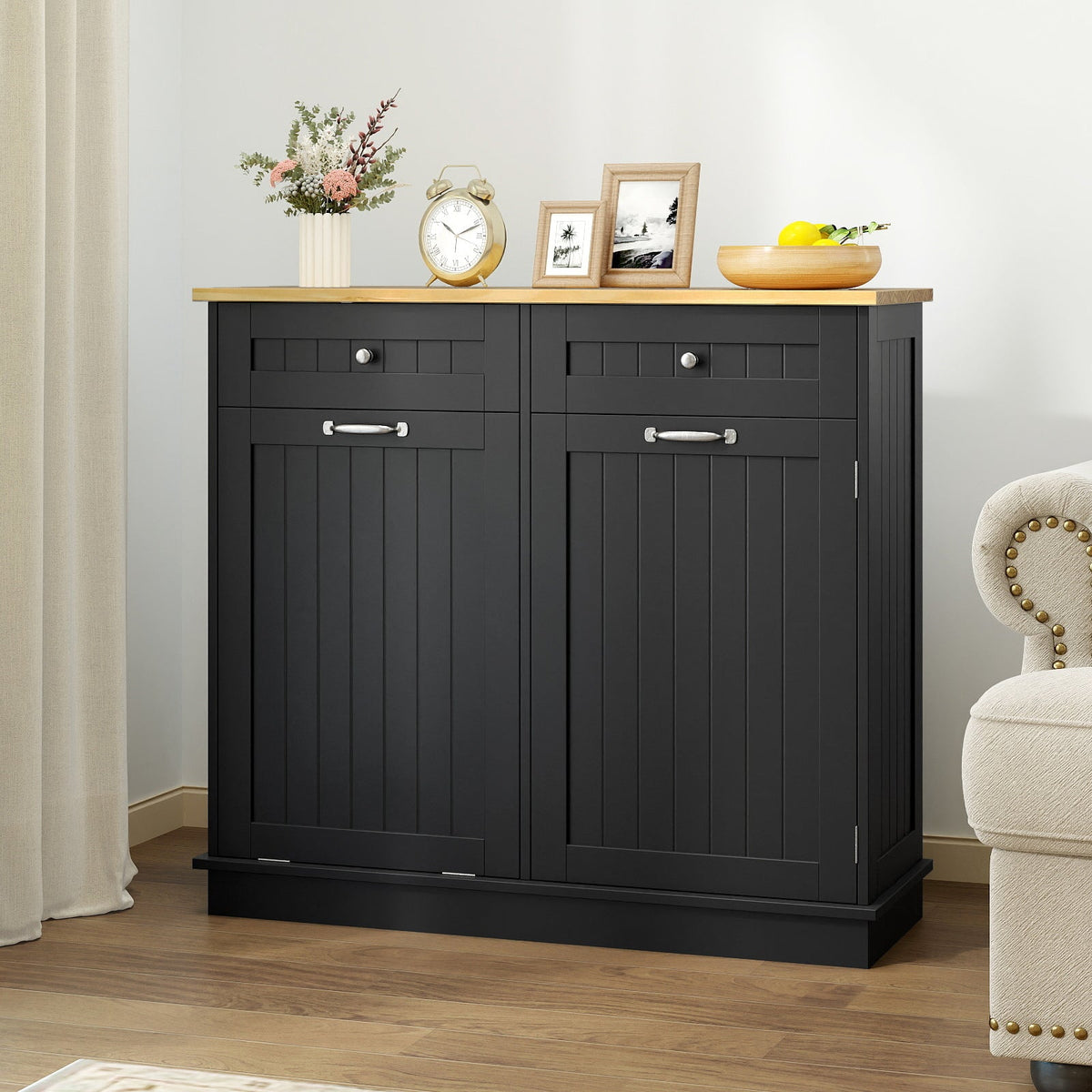 Tilt-Out Kitchen Trash Cabinet with Drawers