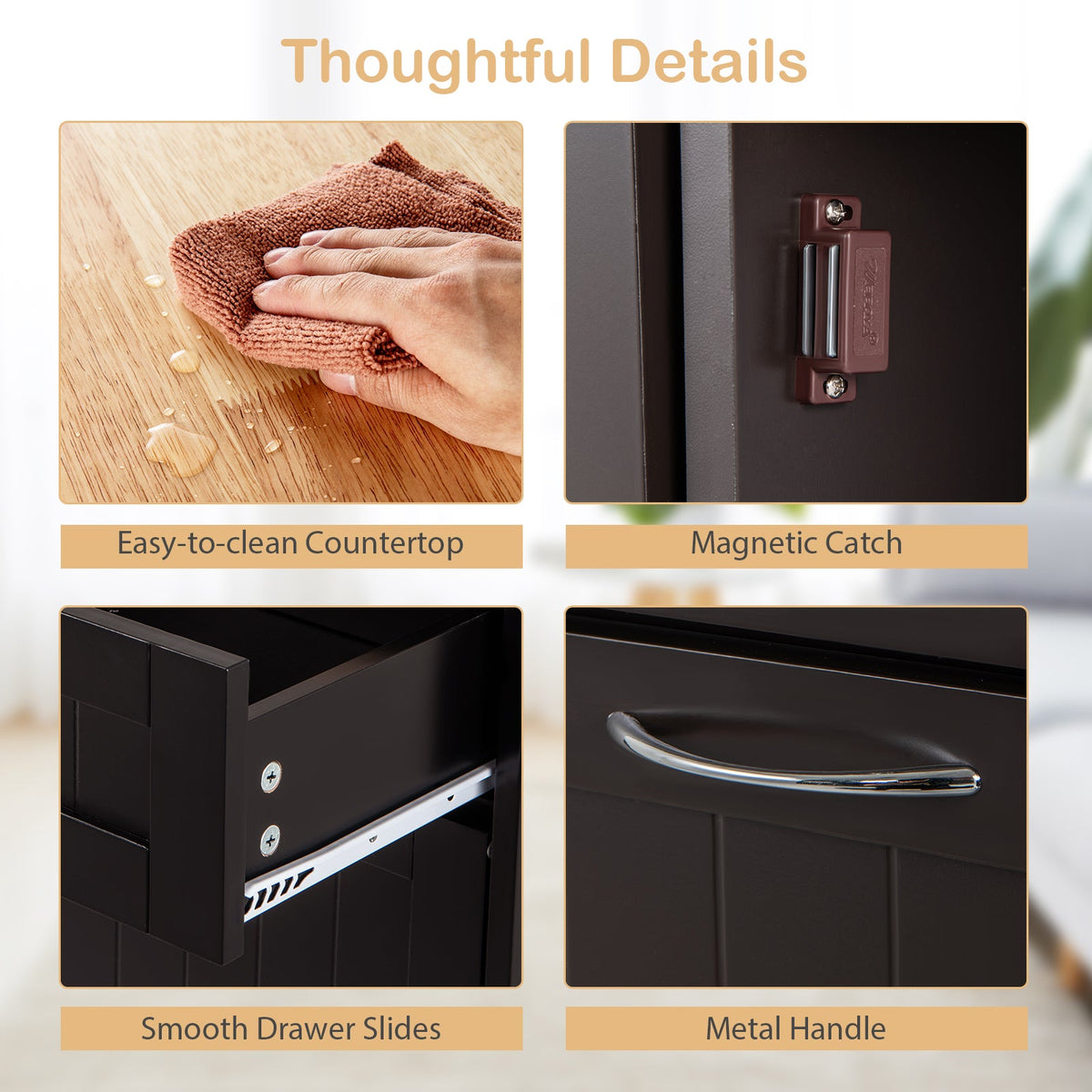 Tilt-Out Kitchen Trash Cabinet with Drawers