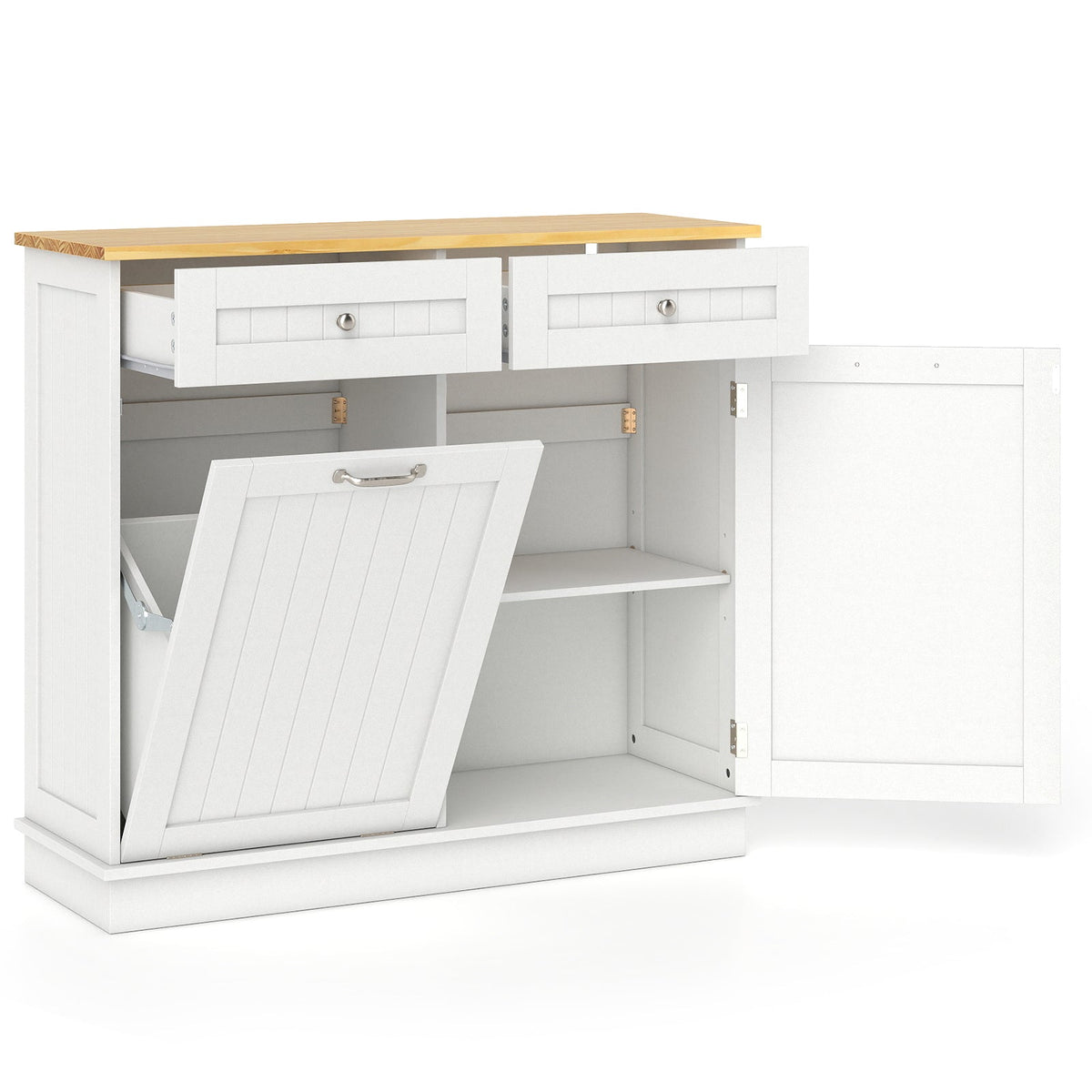 Tilt-Out Kitchen Trash Cabinet with Drawers