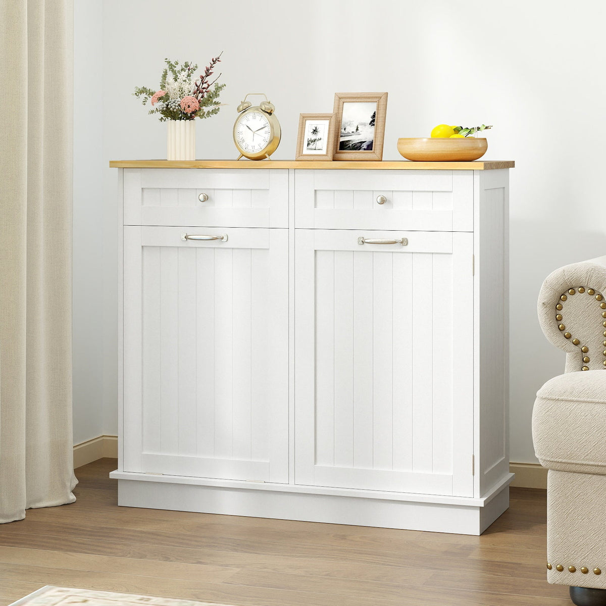 Tilt-Out Kitchen Trash Cabinet with Drawers