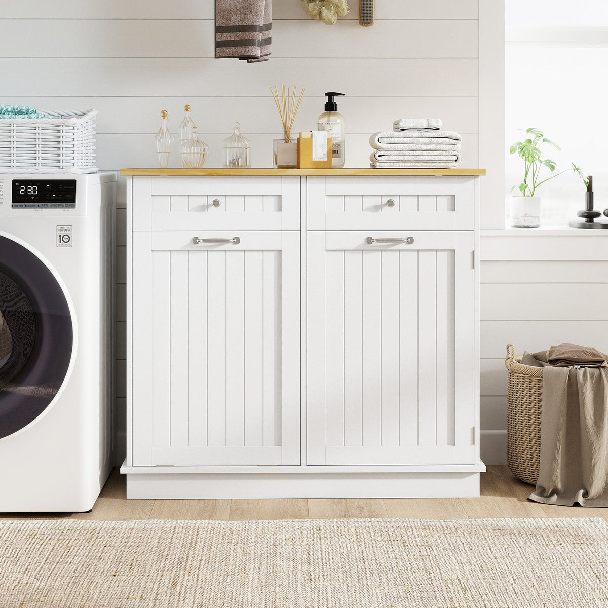 Tilt-Out Kitchen Trash Cabinet with Drawers