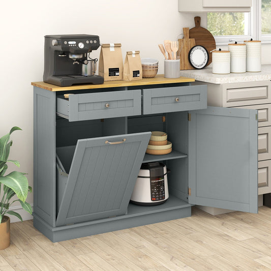 Tilt-Out Kitchen Trash Cabinet with Drawers