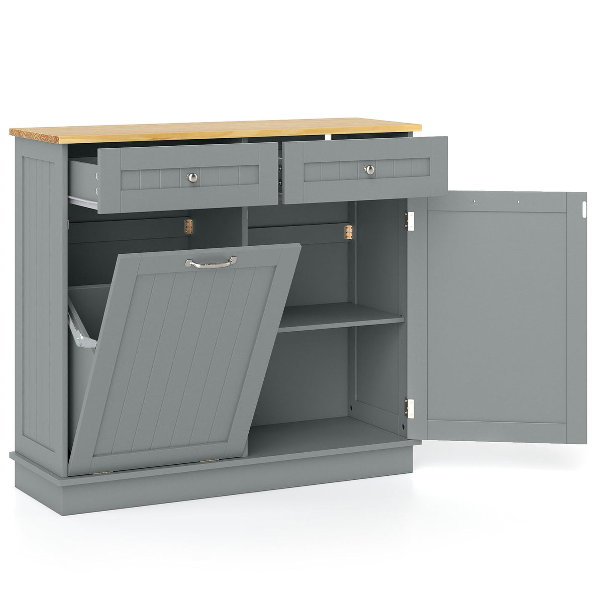 Tilt-Out Kitchen Trash Cabinet with Drawers