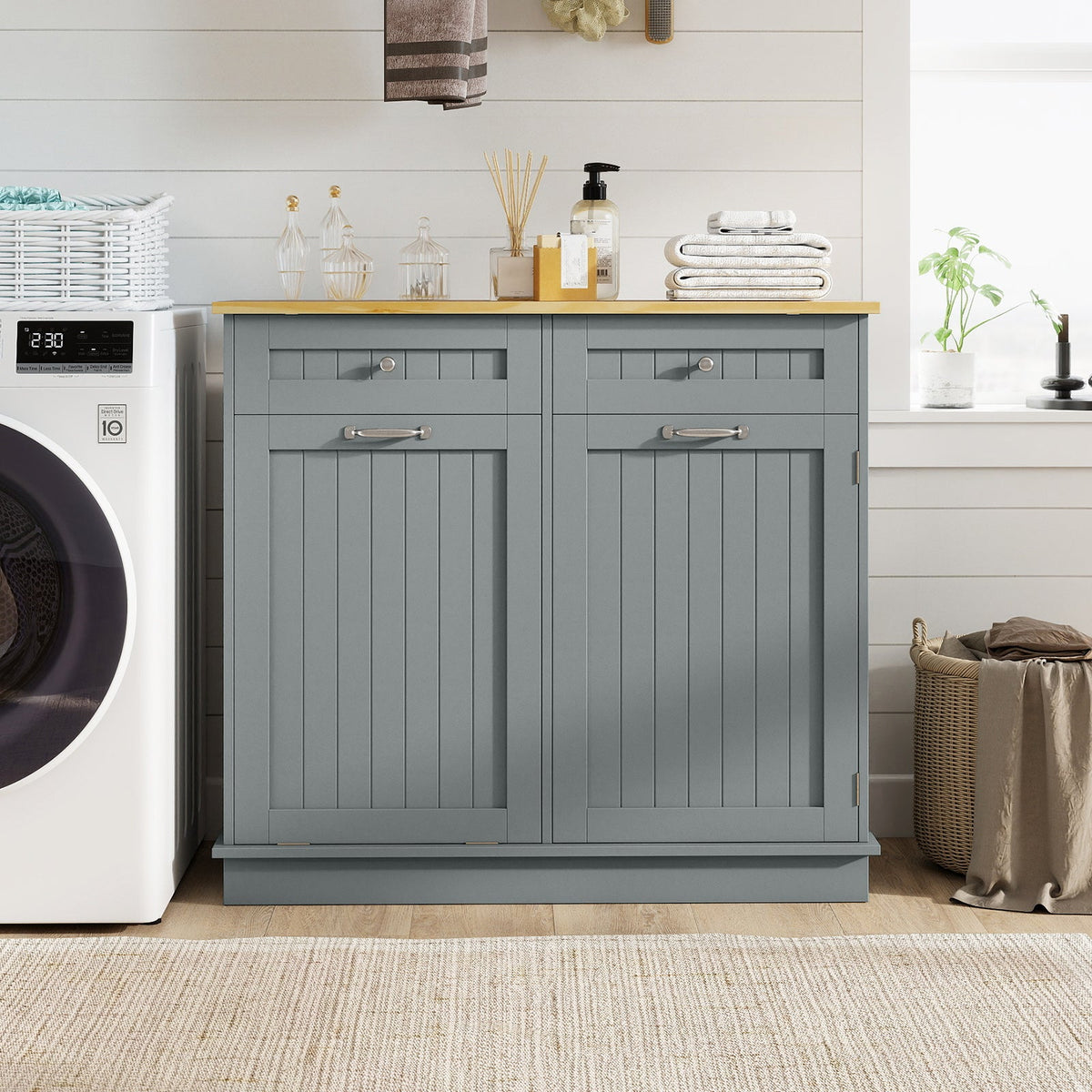Tilt-Out Kitchen Trash Cabinet with Drawers