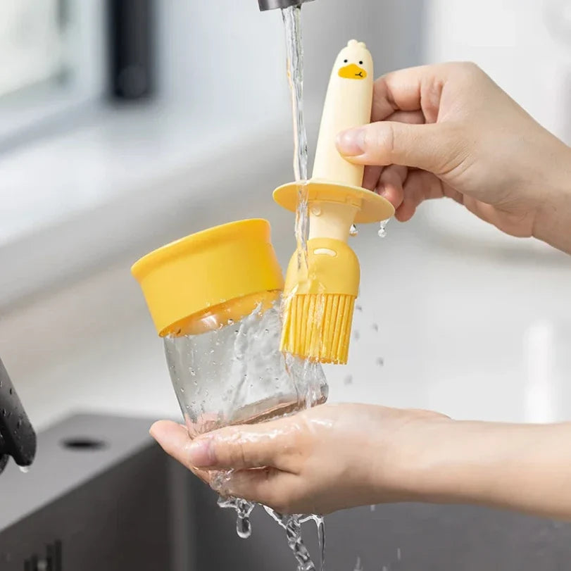 Glass Oil Bottle with Brush and Lid - Basting Oil Brush for BBQ, Baking, Pancakes