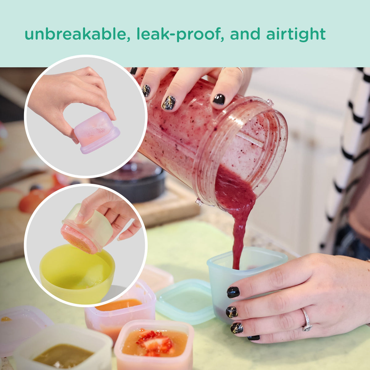 4-Pack Silicone Baby Food Storage Containers