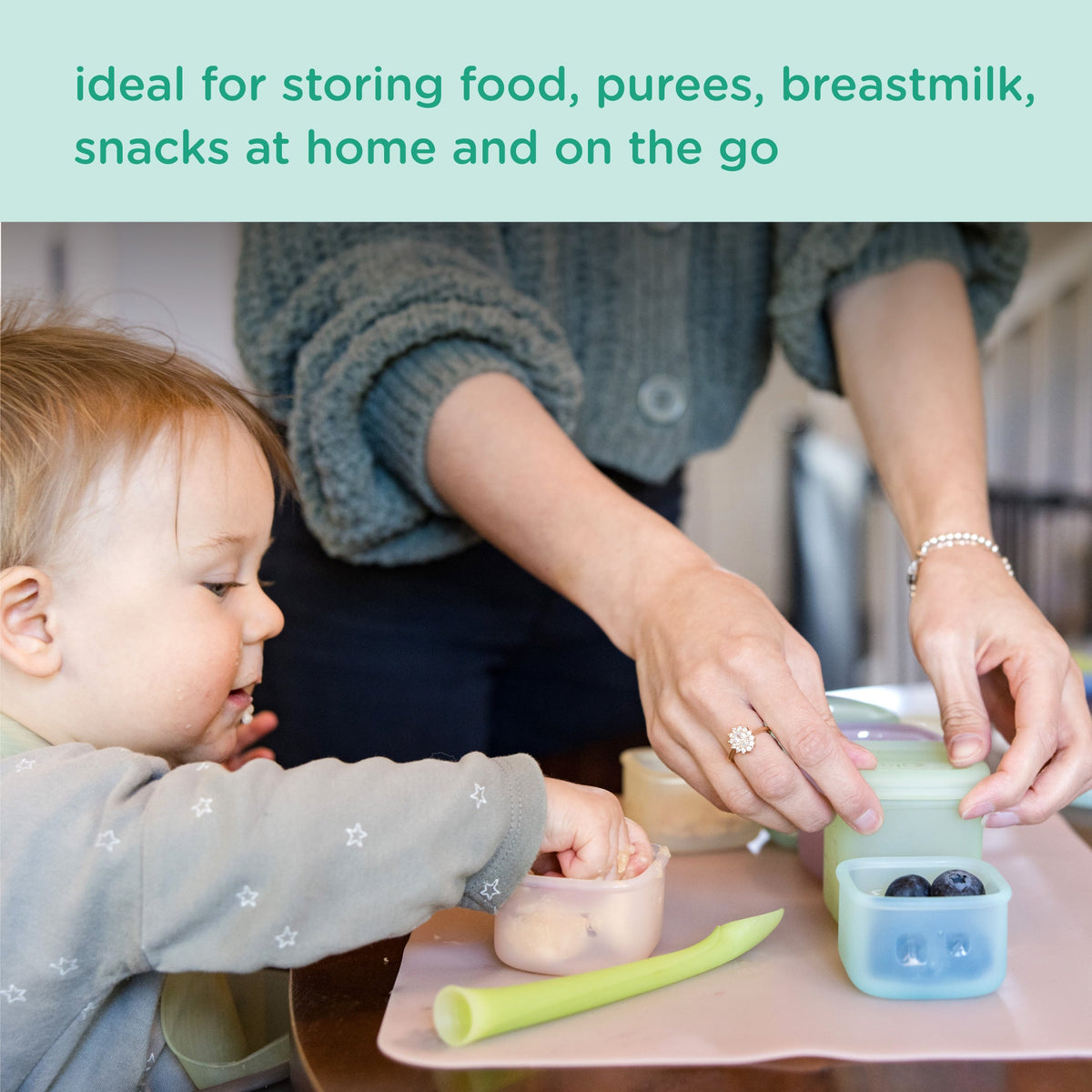 4-Pack Silicone Baby Food Storage Containers