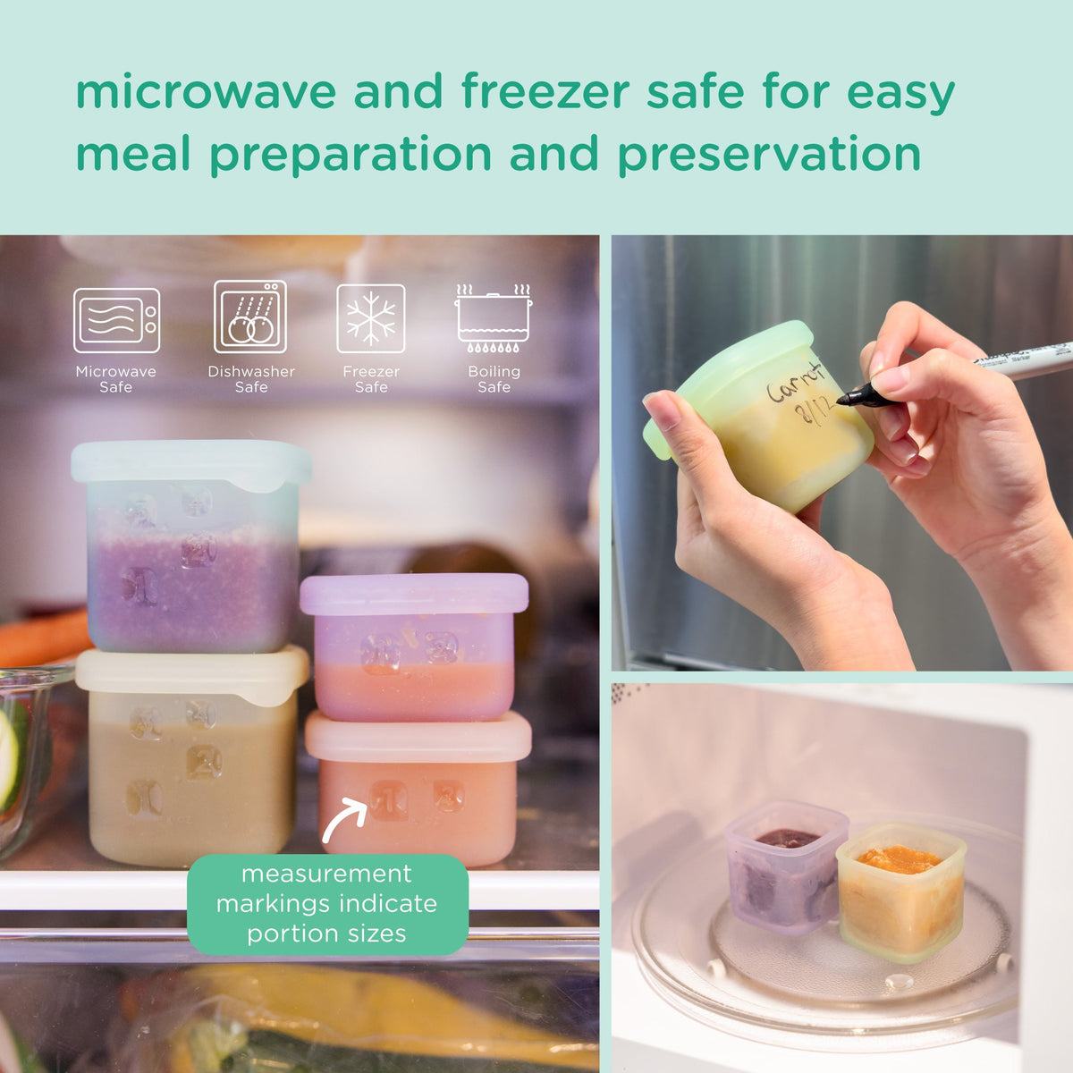 4-Pack Silicone Baby Food Storage Containers