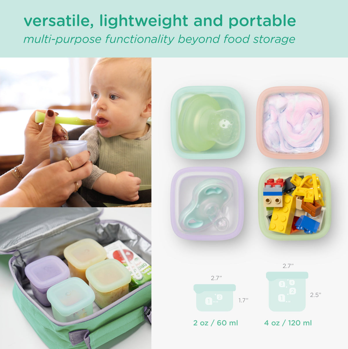 4-Pack Silicone Baby Food Storage Containers