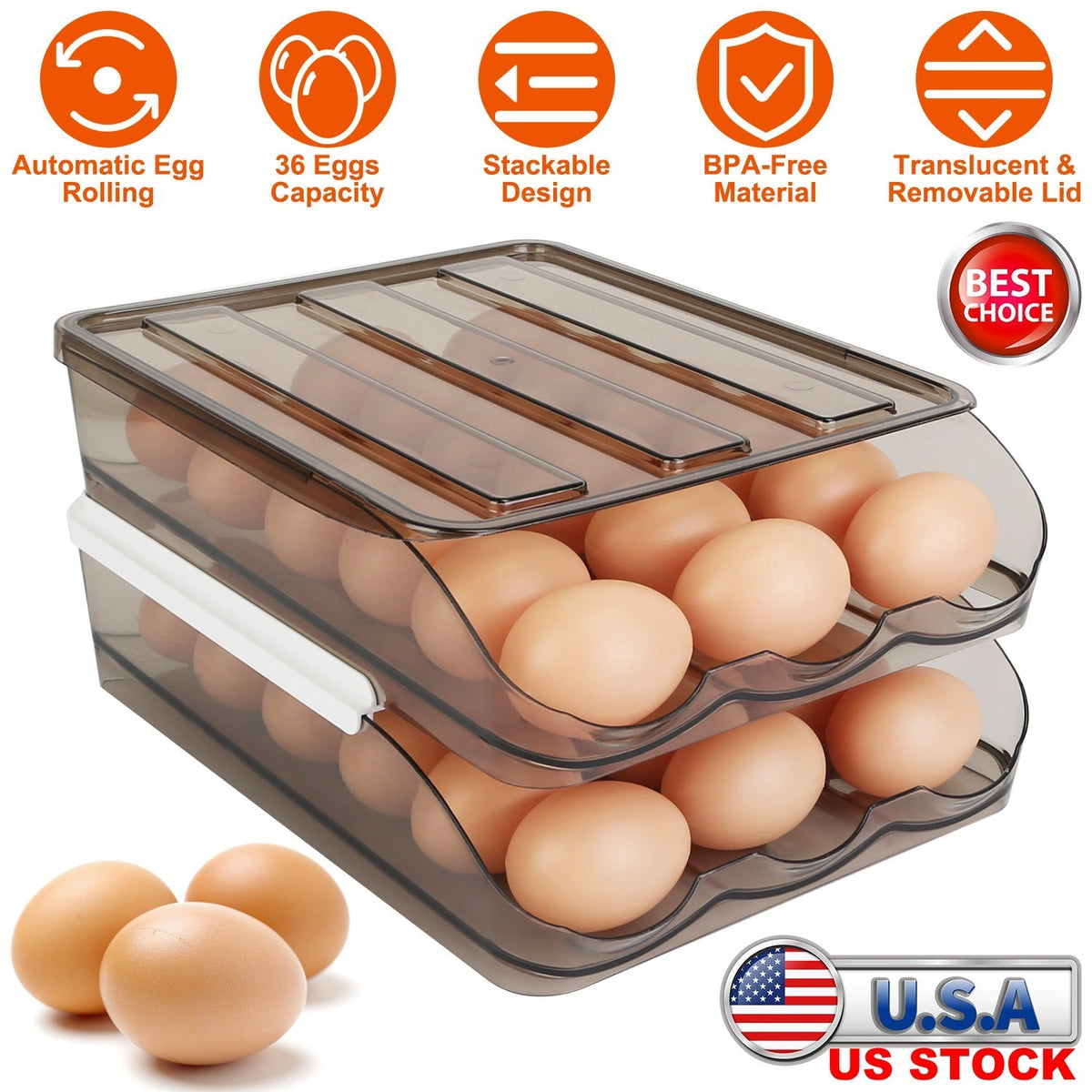36-Egg Rolling Refrigerator Organizer