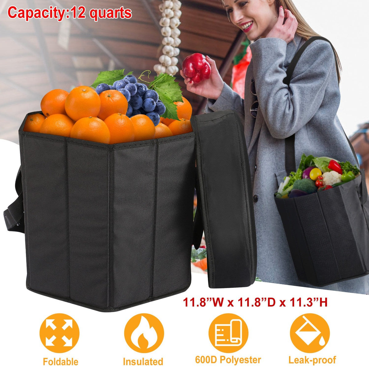 3-Gallon Collapsible Insulated Grocery Cooler