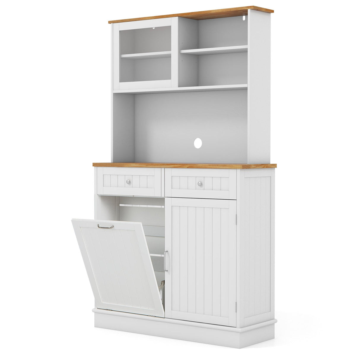 Double Tilt-Out Trash Cabinet with Hutch