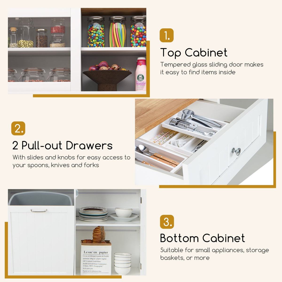 Double Tilt-Out Trash Cabinet with Hutch