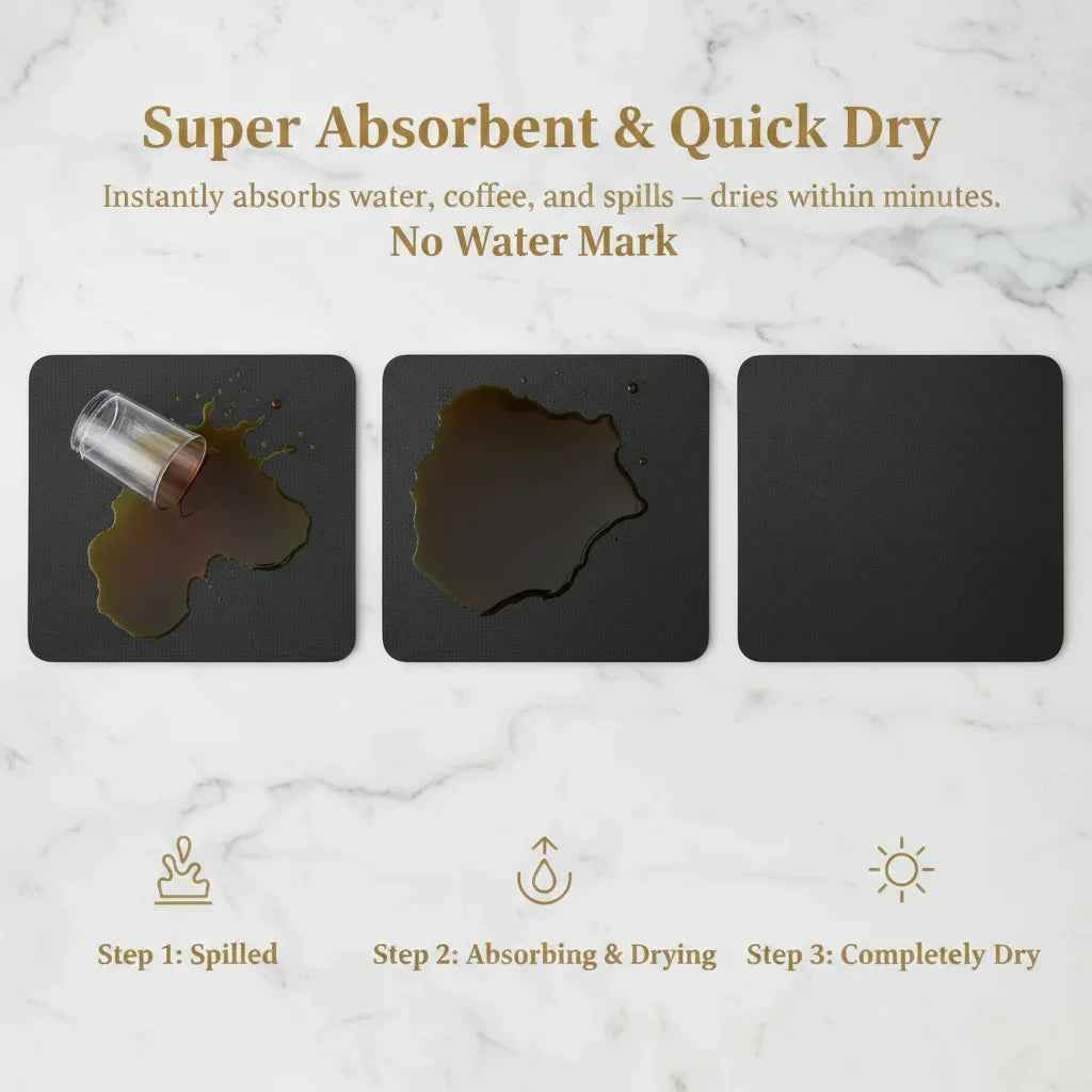 Black Dish Drying Mat — Super Absorbent, Non-Slip
