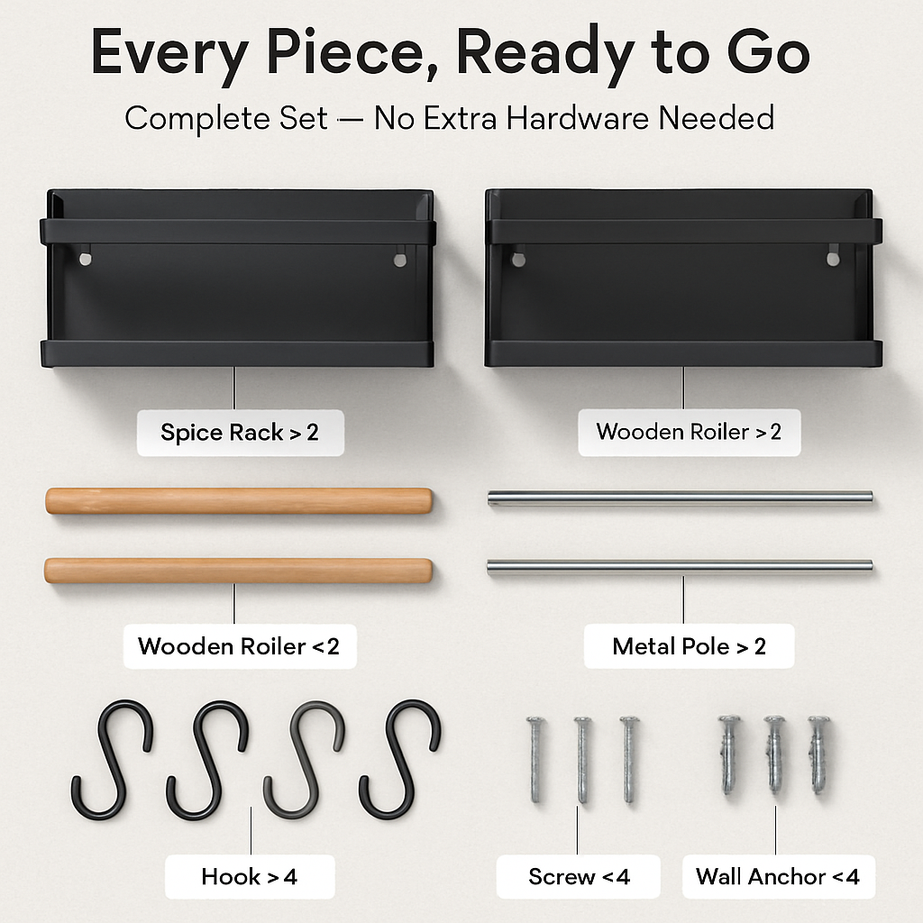 Magnetic Spice Racks for Refrigerator with Paper Holder