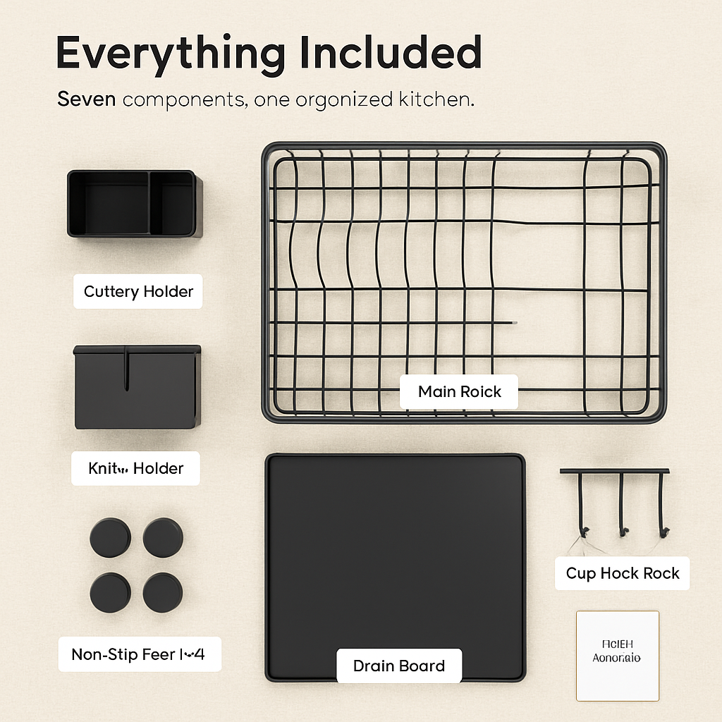 Dish Drying Rack with Utensil Holder and Drainer