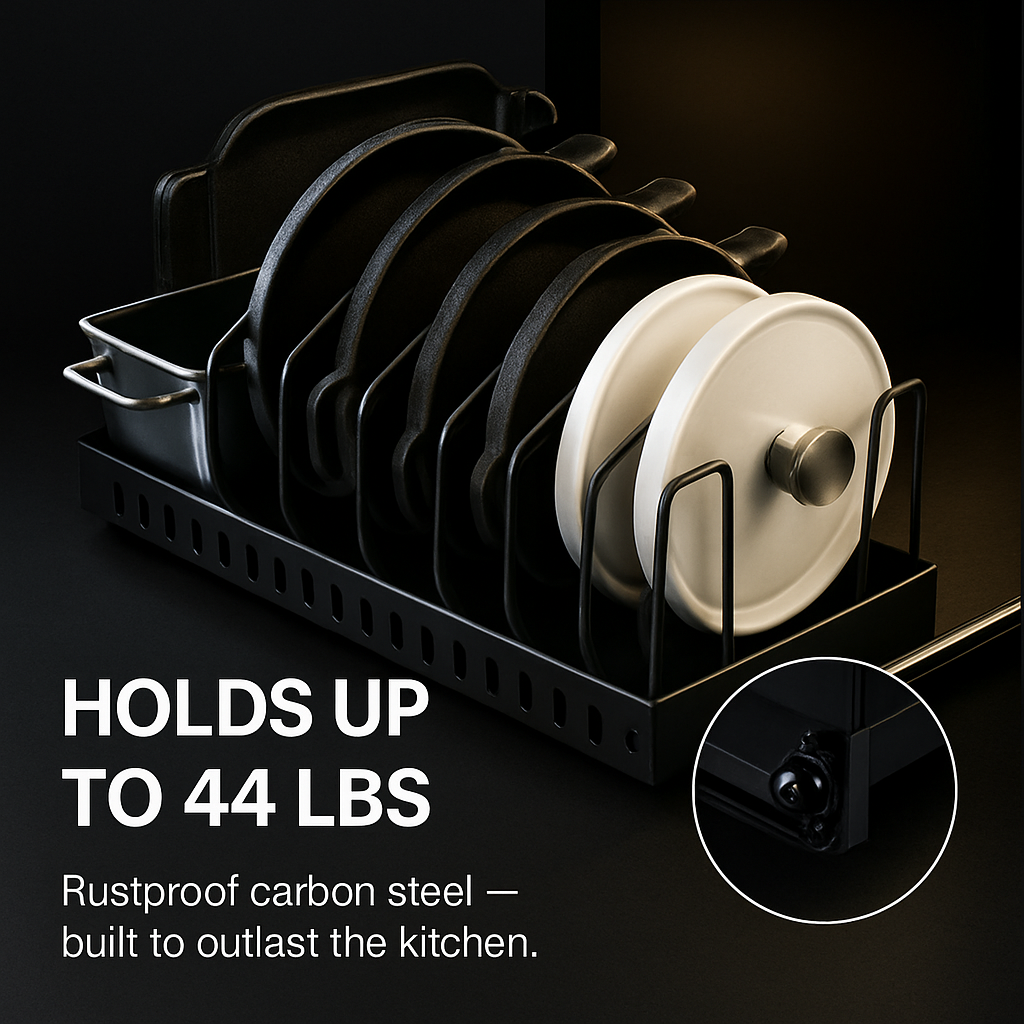 Pots and Pans Organizer with Adjustable Dividers