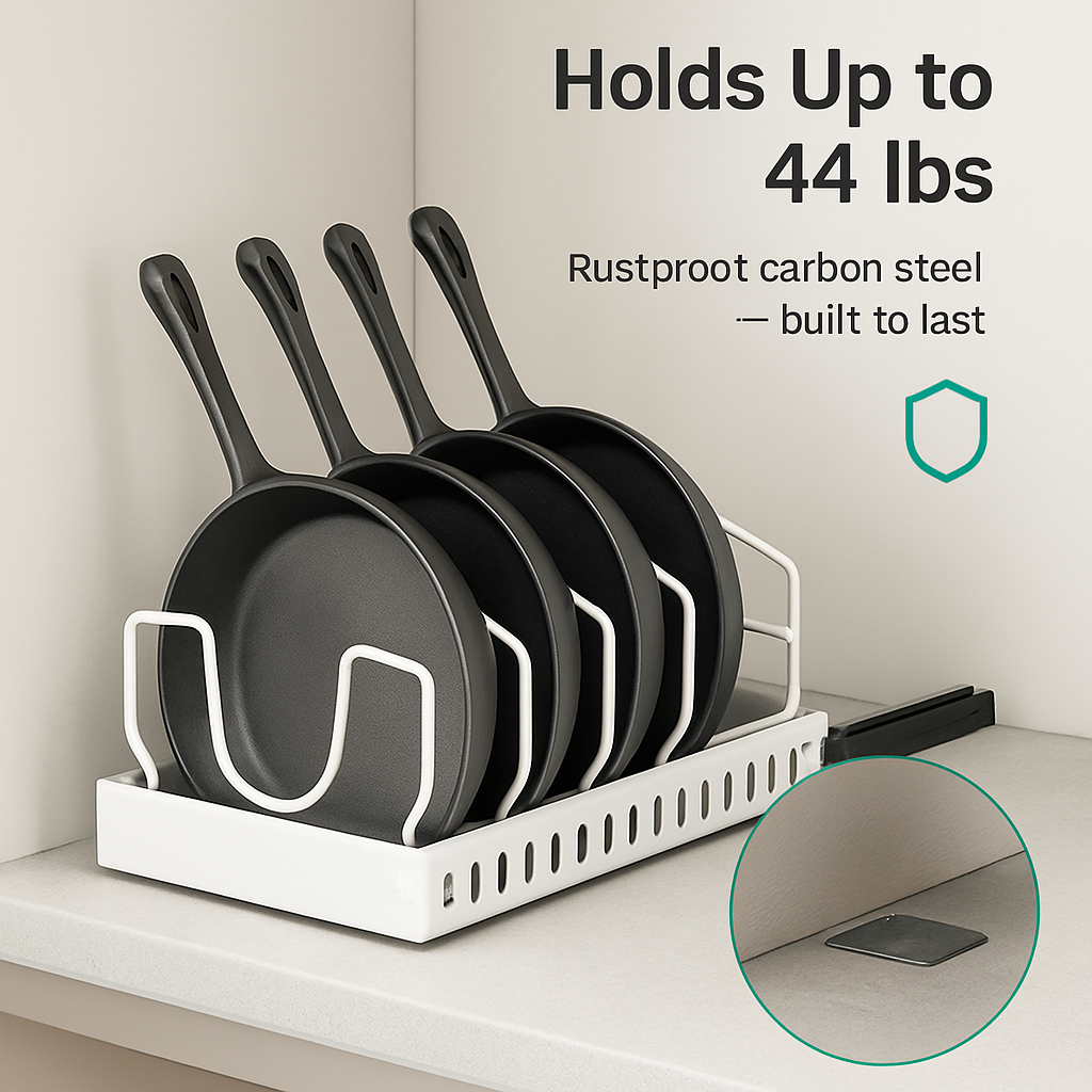 Pots and Pans Organizer with Adjustable Dividers