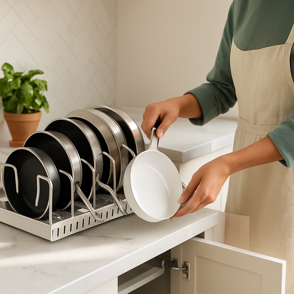 Pots and Pans Organizer with Adjustable Dividers