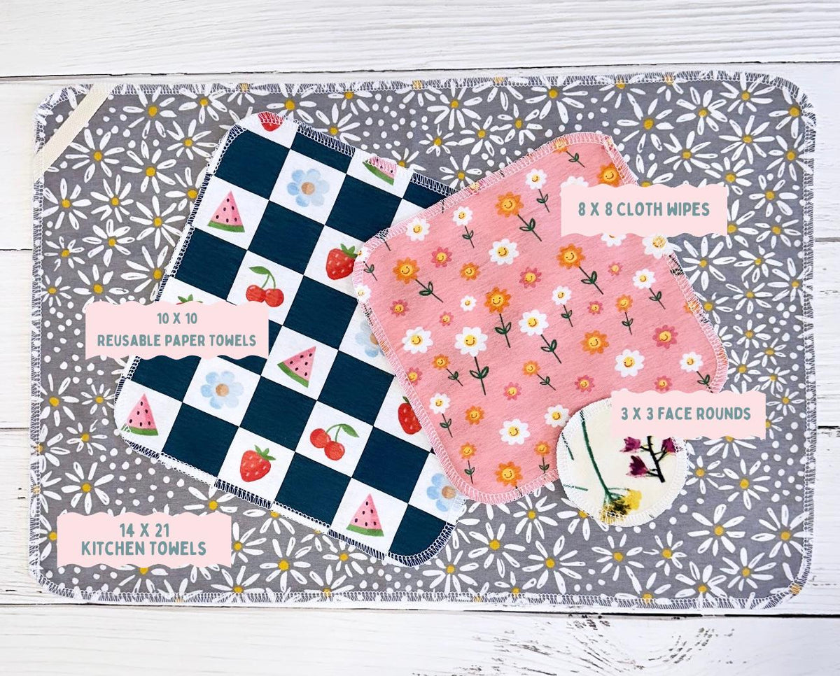 Reusable Paper Towels--Blue Buffalo Check