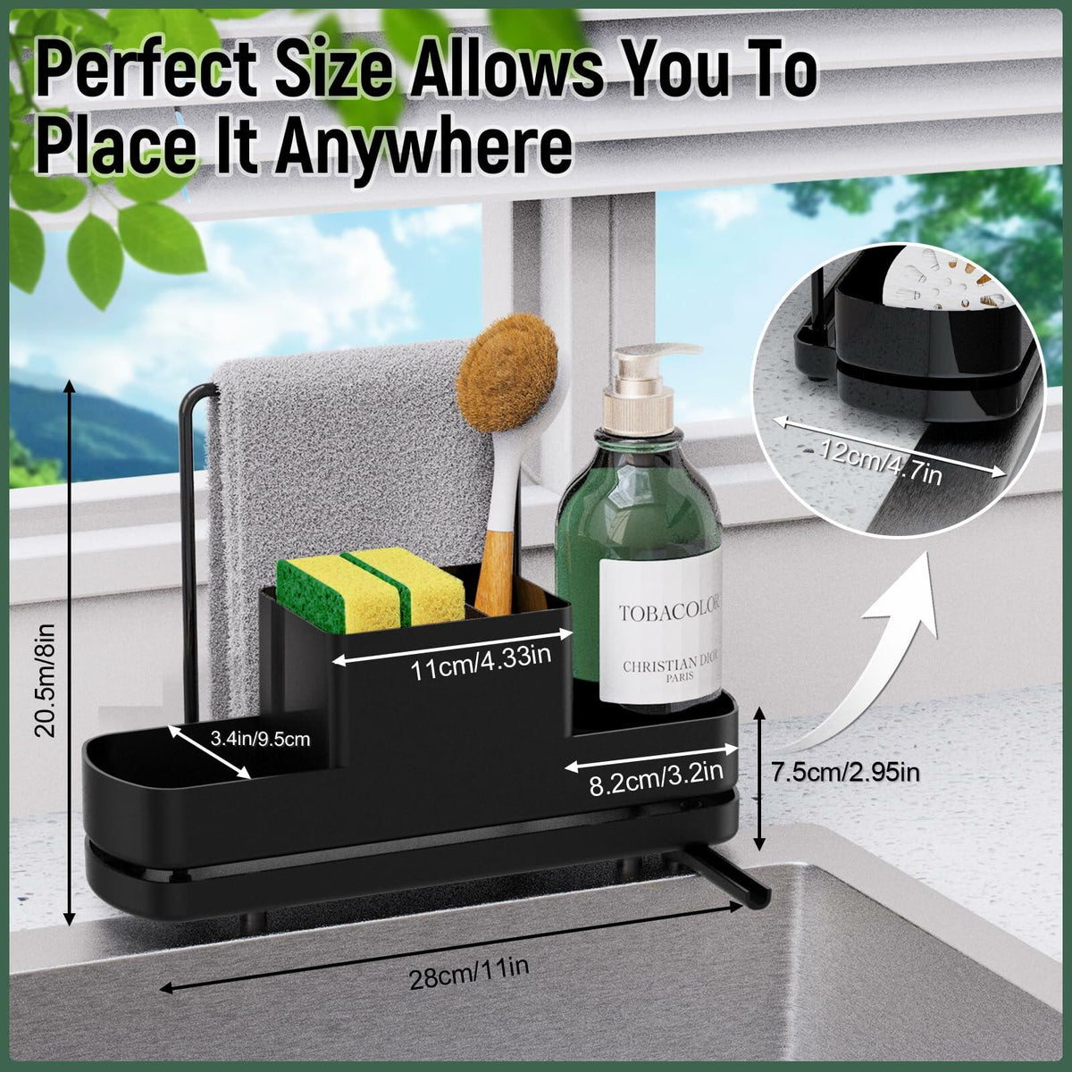 Kitchen Sink Caddy with Brush and Sponge Holders