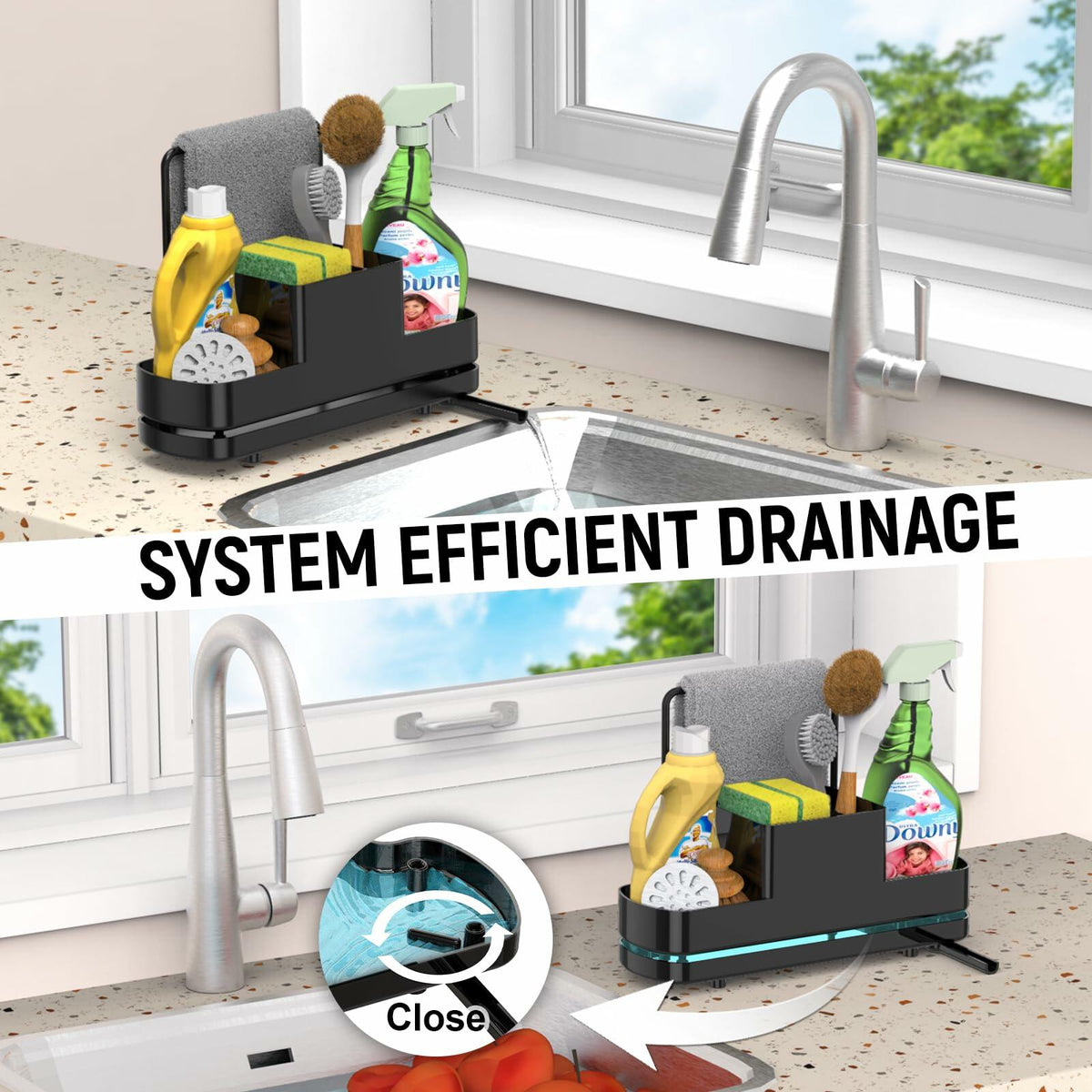 Kitchen Sink Caddy with Brush and Sponge Holders