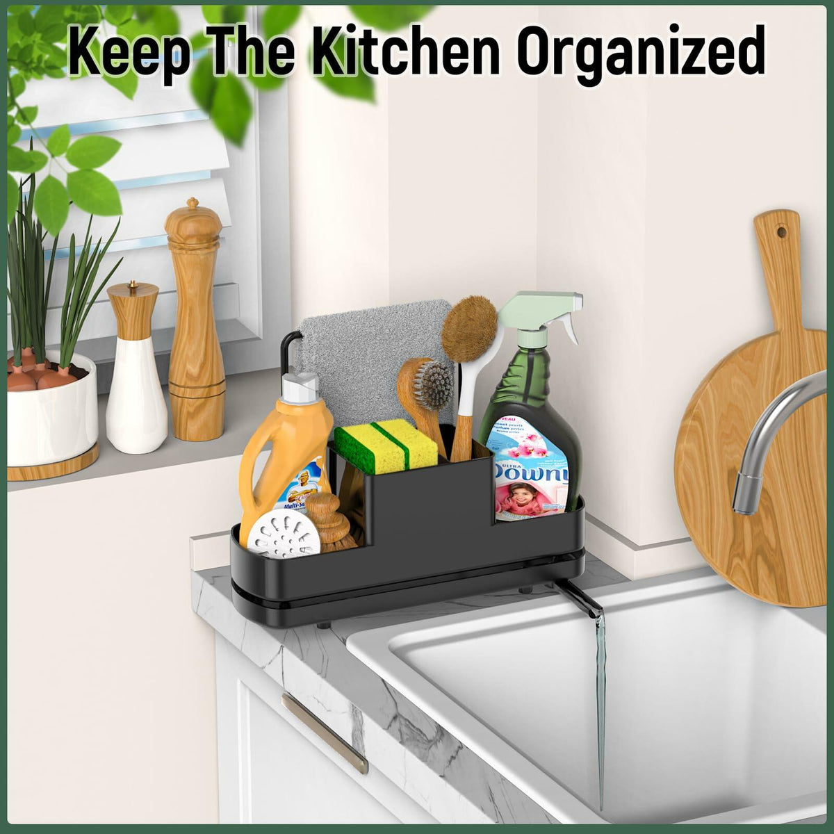 Kitchen Sink Caddy with Brush and Sponge Holders