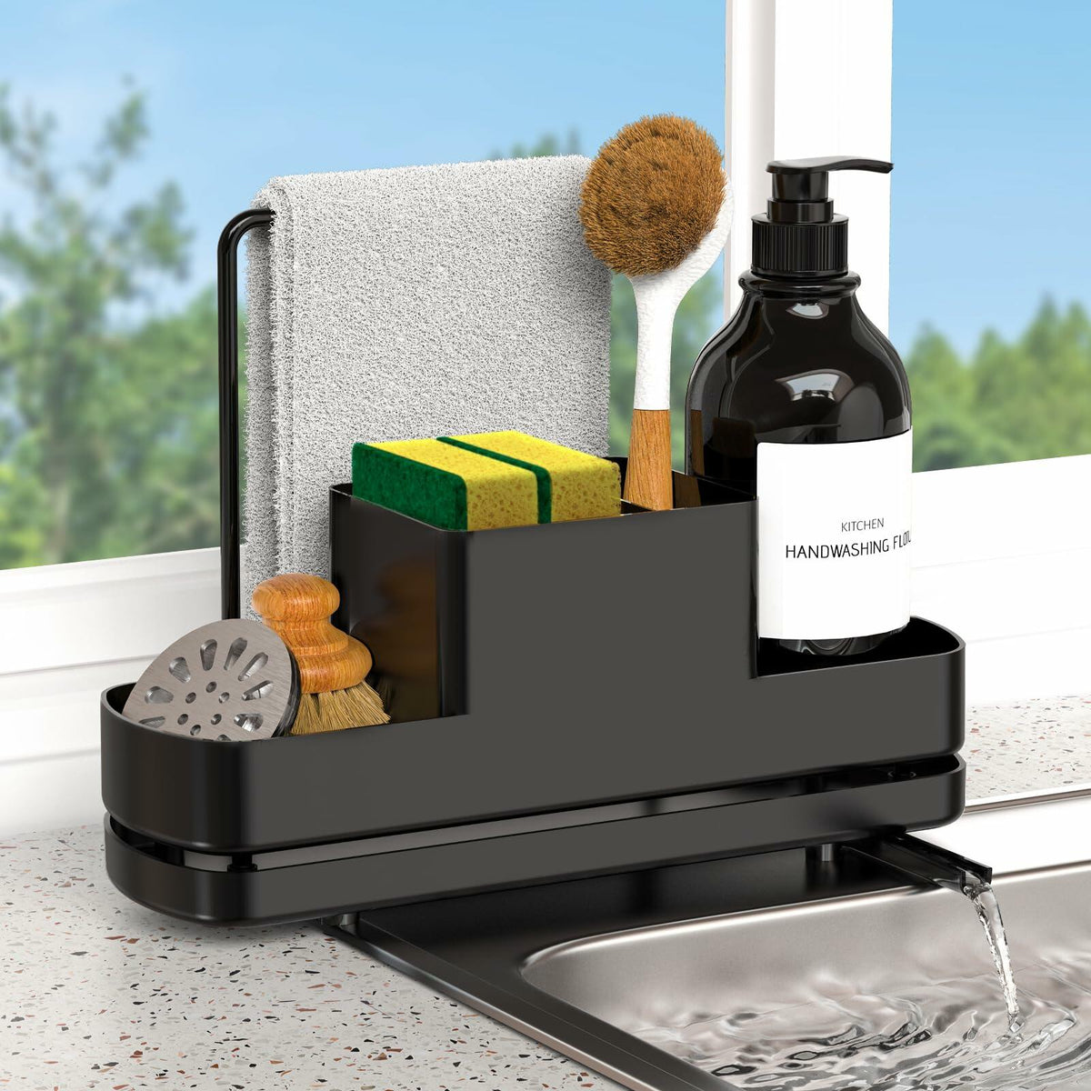 Kitchen Sink Caddy with Brush and Sponge Holders