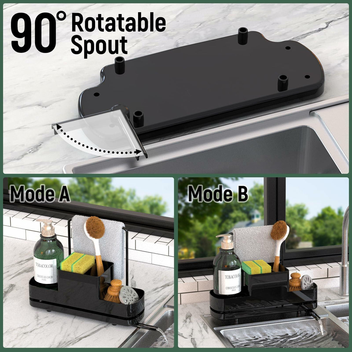 Kitchen Sink Caddy with Brush and Sponge Holders